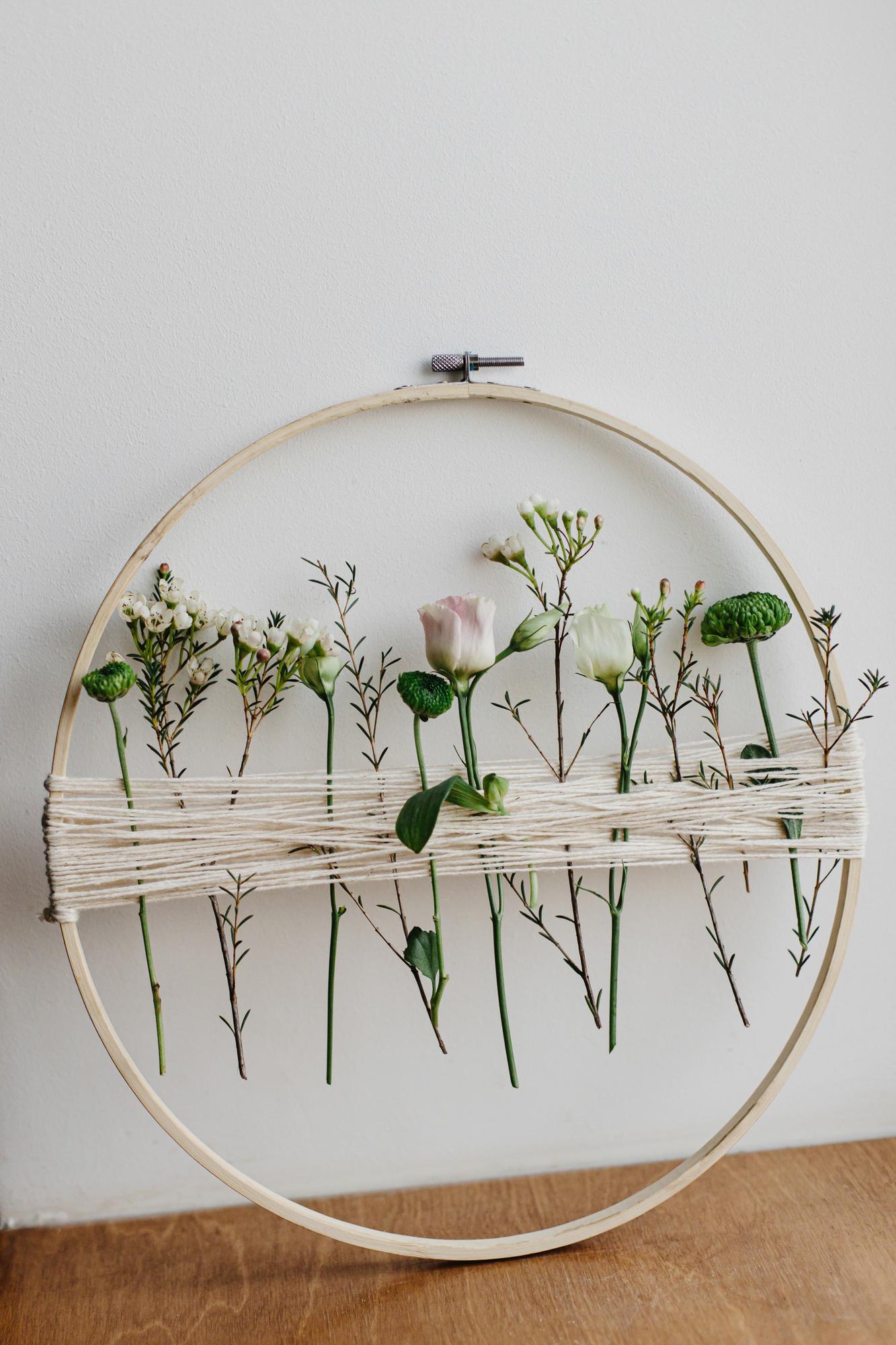 Mini hoop embroidery with geometric motif